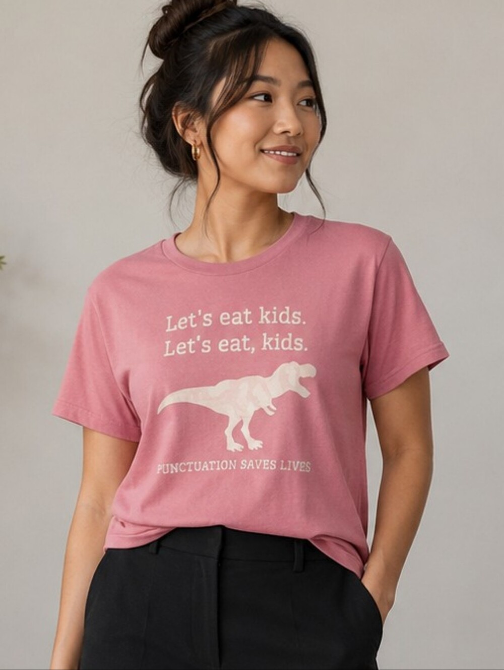Punctuation Saves Lives Pink Graphic Tee